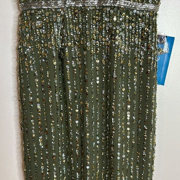 Mac Duggal SEQUINED HIGH NECK SLEEVELESS COLUMN GOWN in olive size 2 - Picture 6 of 16